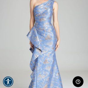 TeriJon Formal, long blue metallic dress